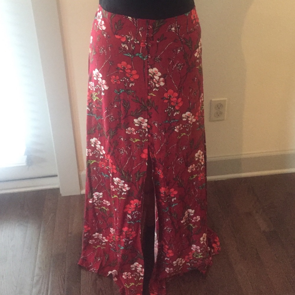 Express Red Floral Print Maxi Skirt-NWT